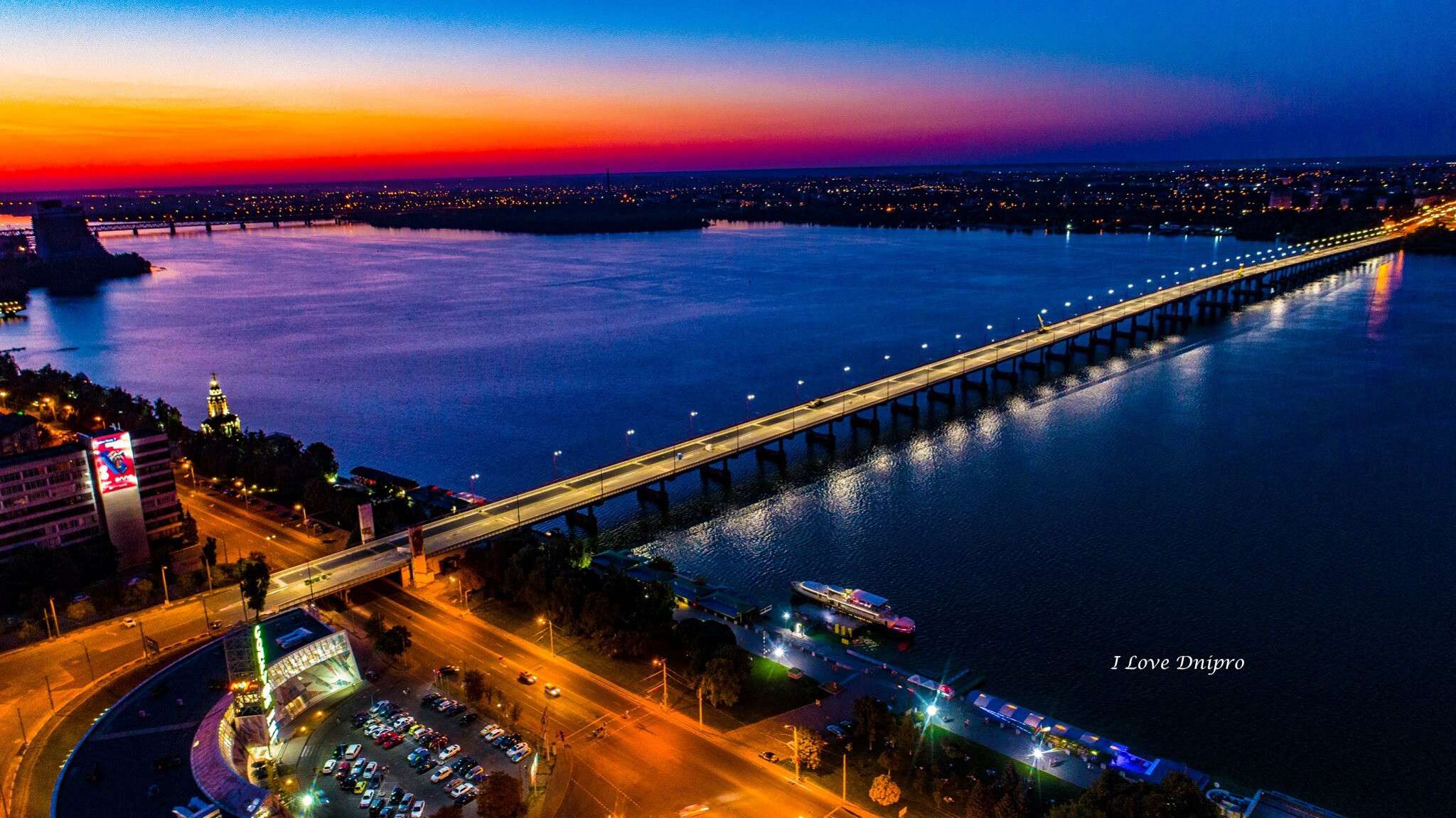 Киев ночью Днепр