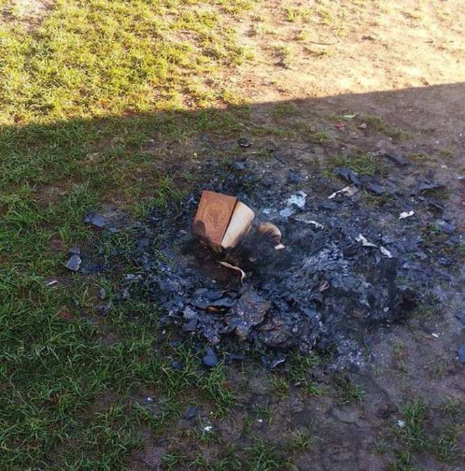 В Днепре хулиганы сожгли книги из уличной библиотеке.jpg