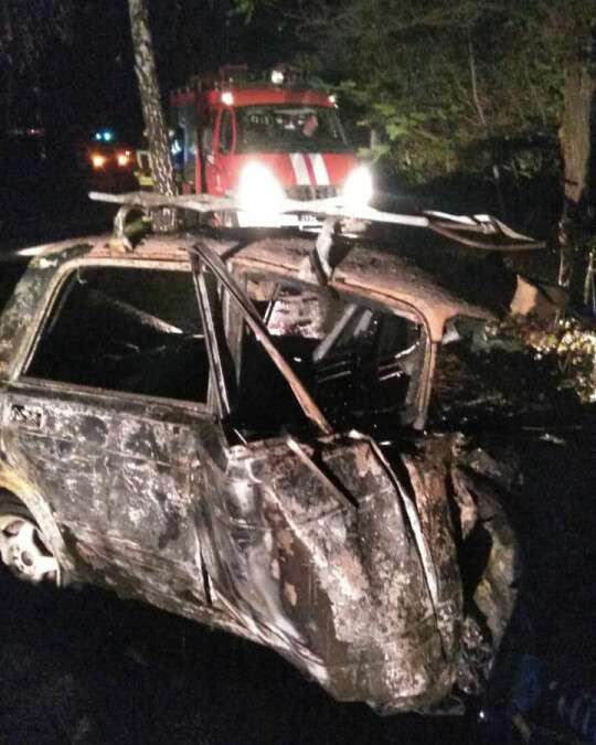 На Днепропетровщине ВАЗ врезался в электроопору и сгорел: пострадал мужчина