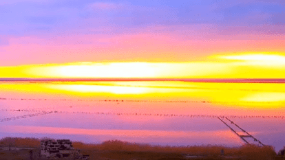 Закат на Розовом озере Арабатская стрелка