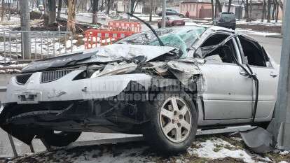 В Днепре на Владимира Антоновича трактор столкнулся с Mitsubishi