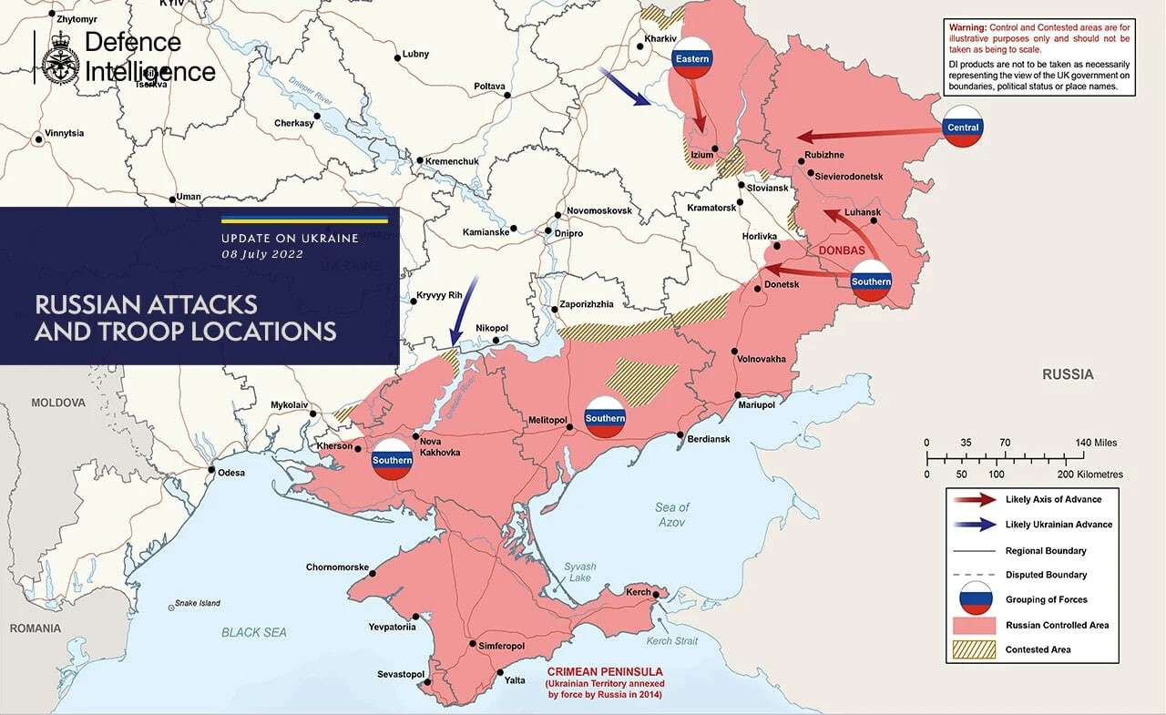 Карта боевых действий 9 июля