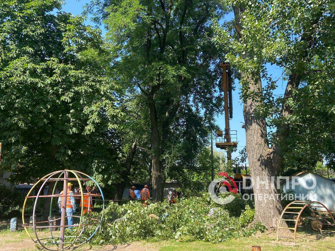 убирают деревья на Хмельницкого