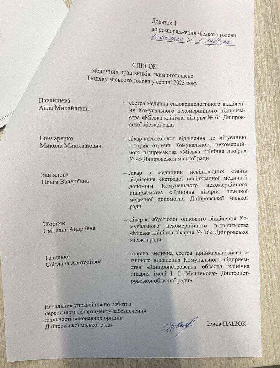 Благодарности городского головы