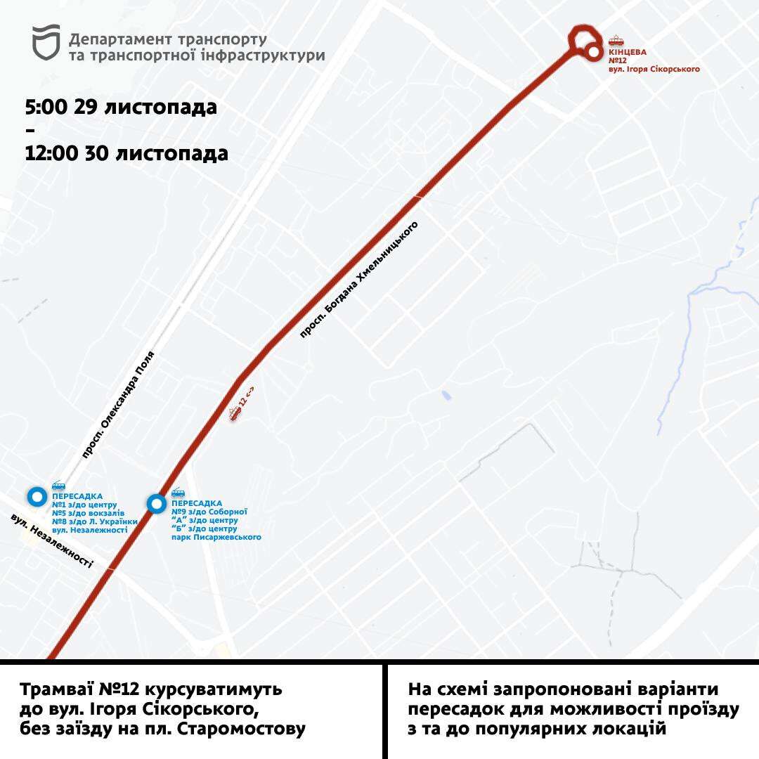 Ремонт трамвайного переїзду на перетині просп. Лесі Українки та бульв. Батальйону Дніпро