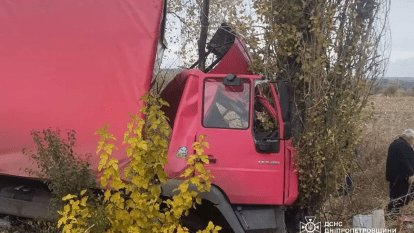 Грузовик врезался в дерево