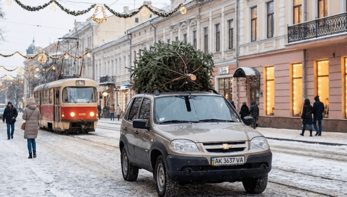 Перевозка елки на авто
