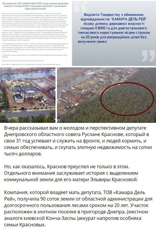 Как Краснов получил гектары леса в элитном пригороде Днепра