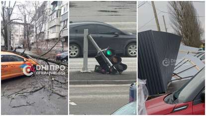 Негода вирує: вітер повалив дерева, паркани та світлофори