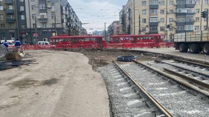 Ремонт трамвайных путей на просп. Богдана Хмельницкого — ул. Черных Запорожцев