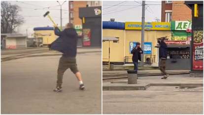 Мужчина с топором бросался на людей на Грушевского 12.04