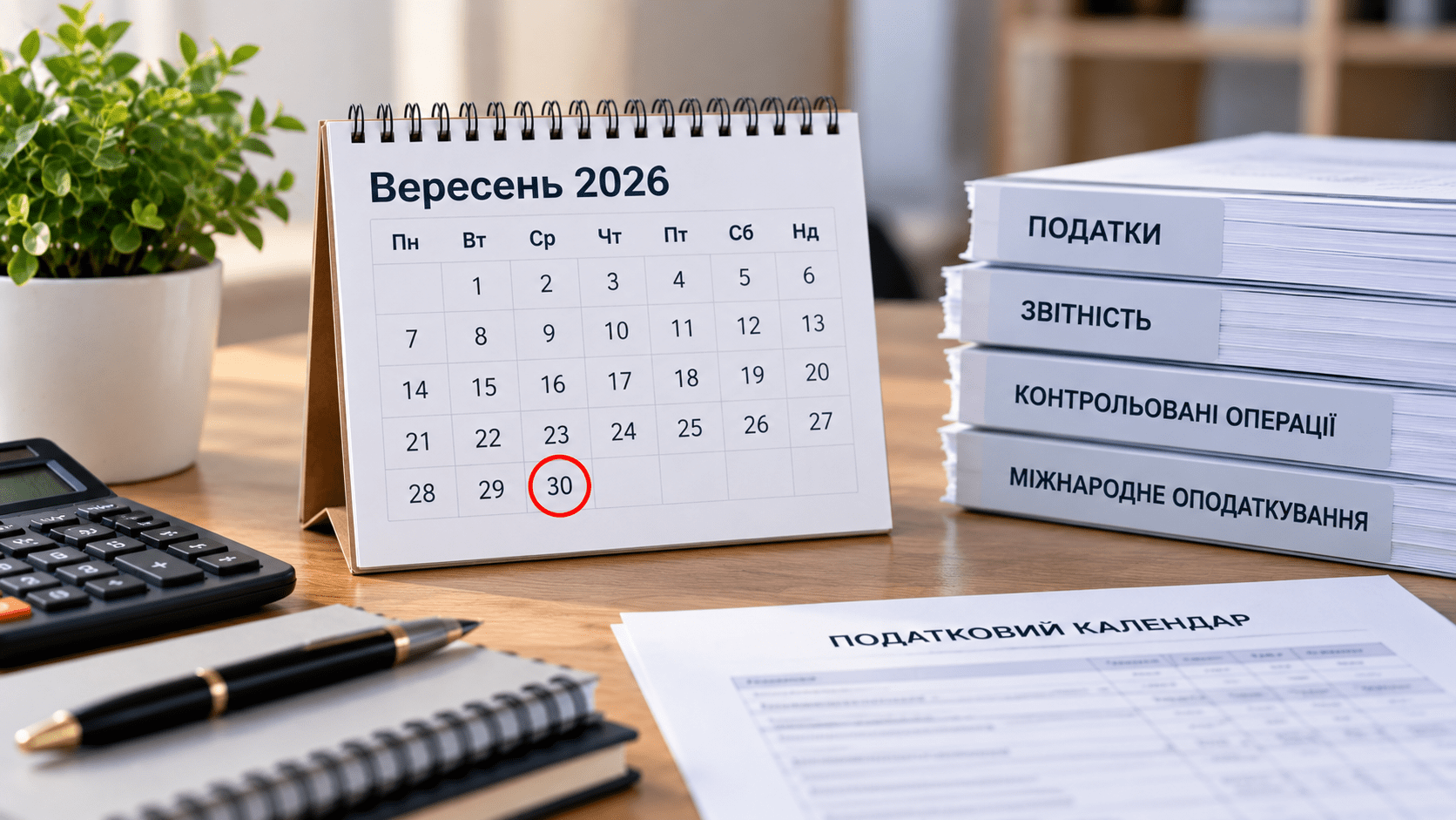 Податкові строки у вересні 2026: календар для ФОП
